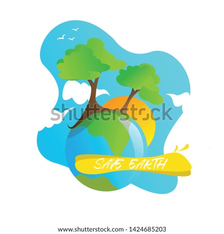Trendy flat illustration. Save Earth concept. Template for your design works