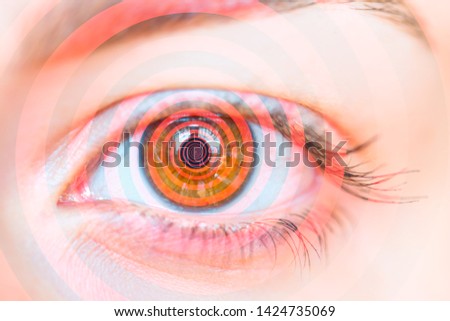 Hypnosis Spiral in eye - Woman with vertigo
