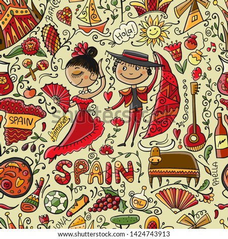 Travel to Spain. Seamless pattern for your design