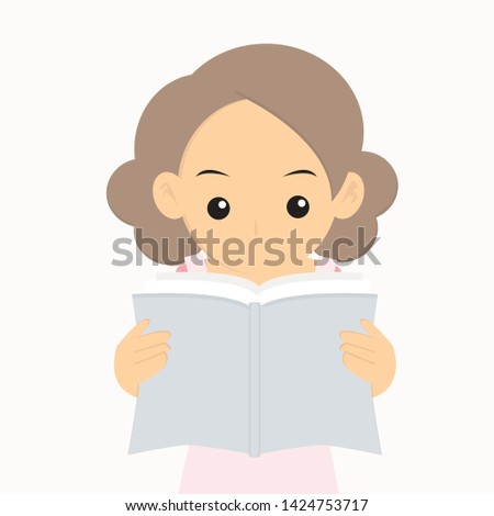 Woman reading a book. Book lover flat cartoon illustration.
