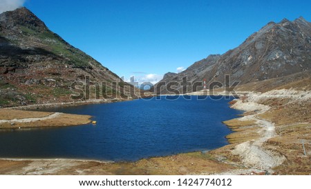 Beautiful Blue Lake Sela Pass Royalty-Free Stock Photo #1424774012