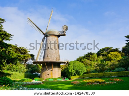Dutch windmill in San Francisco Royalty-Free Stock Photo #142478539