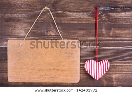 Love heart and wooden frame background