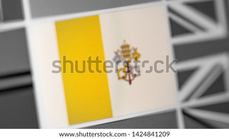Vatican national flag. Vatican flag on the display, a digital moire effect. News of geography and geopolitics