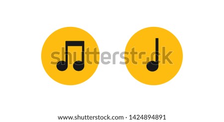 Music notes vector icon set. Sound, song and tune symbols collection.