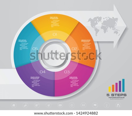 Modern 5 steps pie chart/ circle chart with arrow infographics design element. EPS 10.