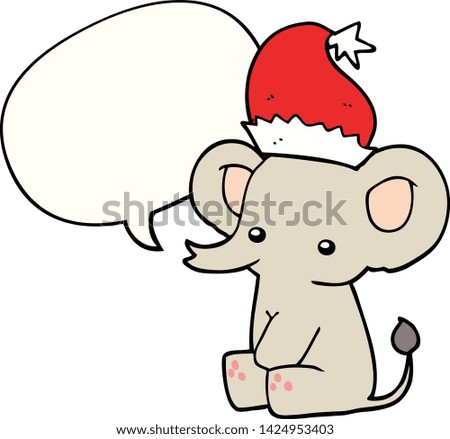 cute christmas elephant with speech bubble