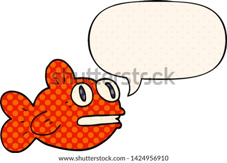 cartoon fish with speech bubble in comic book style