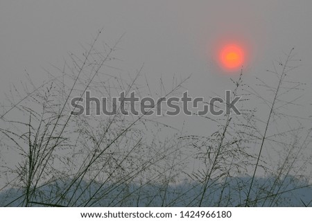 smoky sky background with sunset