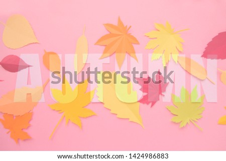 letter autumn cut from paper with paper autumn leaves