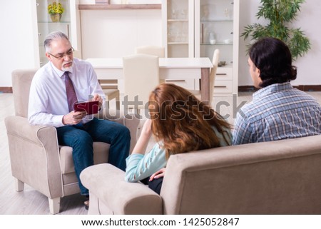 Young pair visiting experienced doctor psychologist