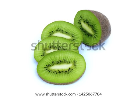 kiwi fruit with slice isolated on white background.