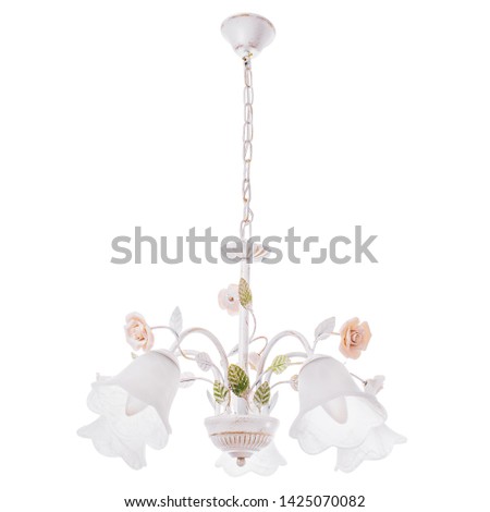 Chandelier with white and gold base. Chandelier with white and gold base on an isolated white background