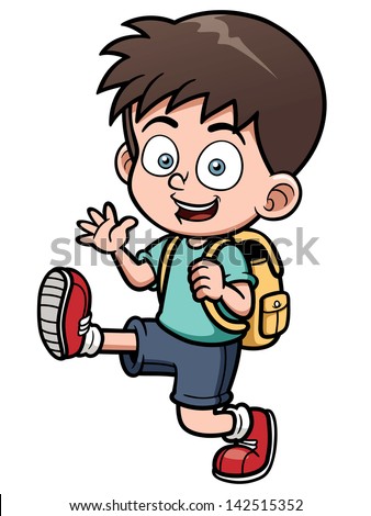 Vector illustration of boy go to school