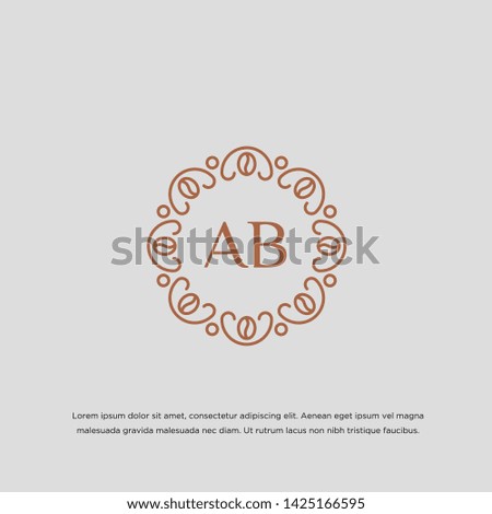 ab initial logo template design, coffee beans design with monoline style