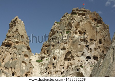 Amazing view of Cappadocia, Turkey. Ancient fortress Uchisar.