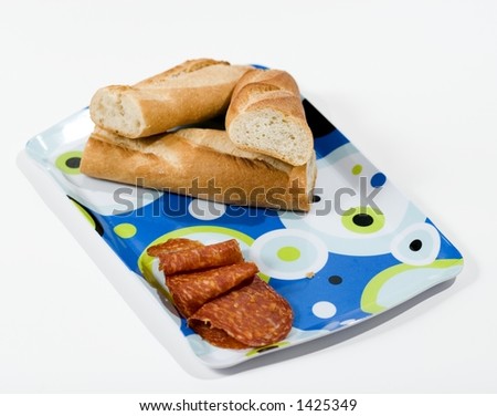 Platter with bread and meat