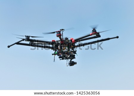 Industrial small drone in flight