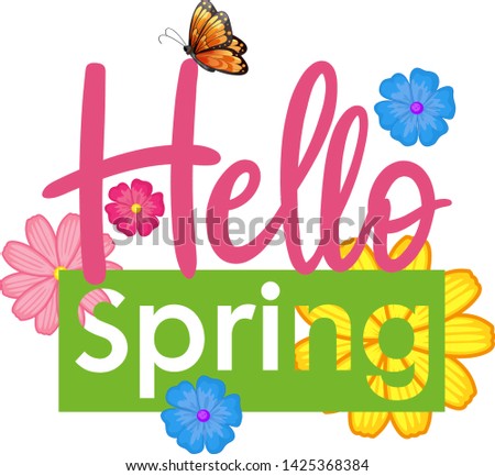 Hello spring text letter illustration