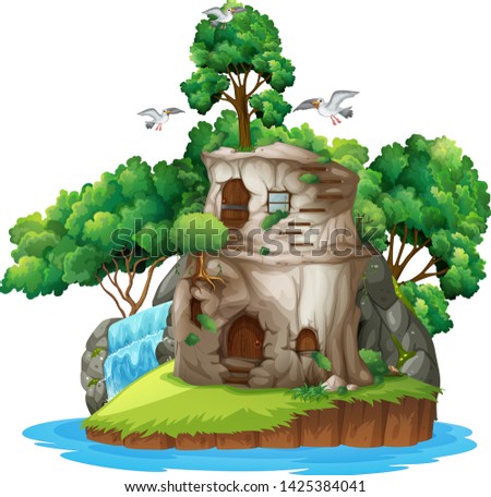 Stone house on an island