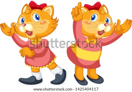 Set of cute cat character illustration