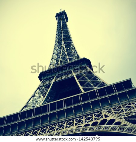 picture of the Eiffel Tower in Paris, France, with a retro effect