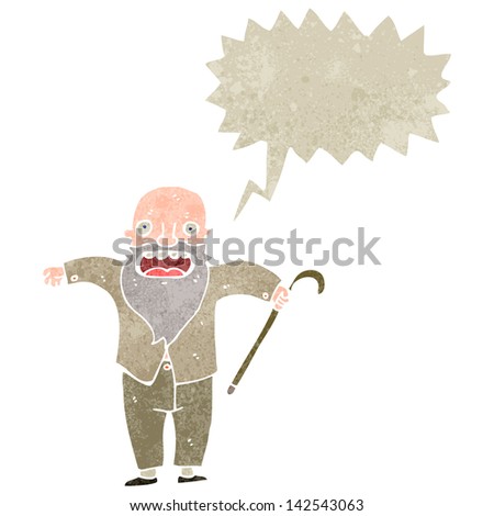 retro cartoon old man shouting