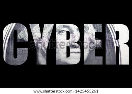 Cyber, Money on Black Background 
