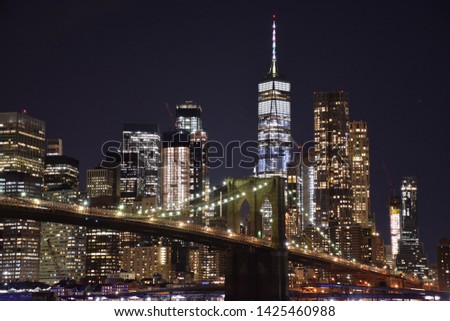 Manhattan skyline and Brookling Bridge