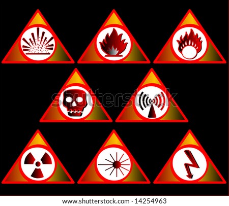 Vector illustration of different hazard warnings