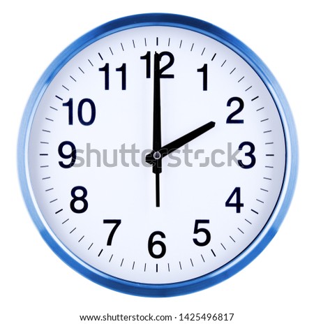 Wall clock isolated on white background. Two oclock.