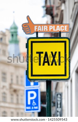 Taxi sign in Prague, Czech Republic
