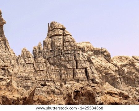 Many high rock formations rise in the Danakil depression. Ethiopia