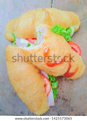Bread made from flour or hamburger from croissants, fast food