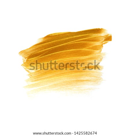 Gold brush paint stroke isolated background - Image
