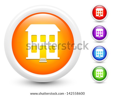 Building Icons on Round Button Collection Original Illustration