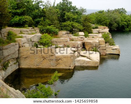 View of the quarry at Halibut Point State Park in Rockport, Massachusetts