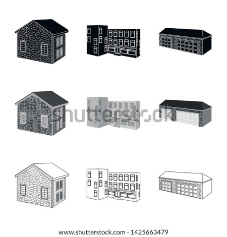 Vector illustration of facade and housing logo. Set of facade and infrastructure stock symbol for web.
