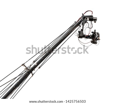 Professional video camera on tap, isolated on white.