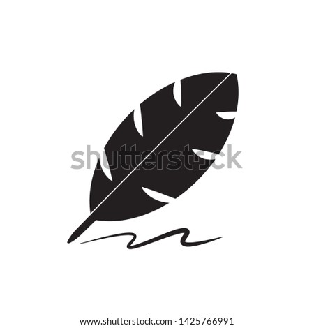 flat feather pen icon symbol sign, logo template, vector, eps 10