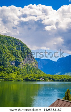 Fantastic landscape of Hallstatt lake, Austrian Alps,  Salzkammergut, Austria, Europe