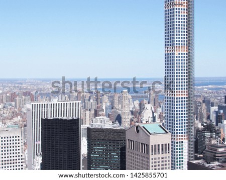 Aerial photo of Manhattan with highrise buildings. New York, USA.