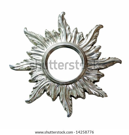 Silver frame in shape of flower isolated