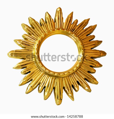 Golden frame in shape of sun isolated