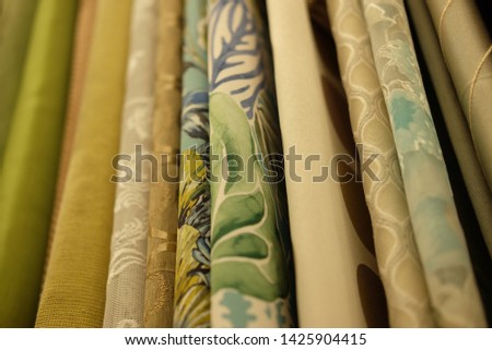 Sale - colorful fabrics in the store.