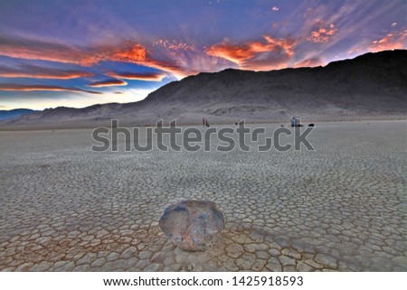 Blurred picture of Amazing view sunset on hill at death valley usa,Sailing Stone