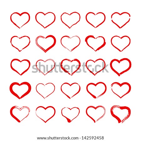 Set of Hand Drawn Heart Icons Royalty-Free Stock Photo #142592458