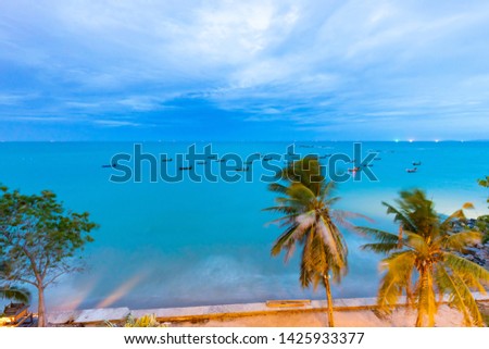 Tranquil beach summer scene. Exotic tropical beach landscape for background or wallpaper. Design of summer vacation holiday concept.