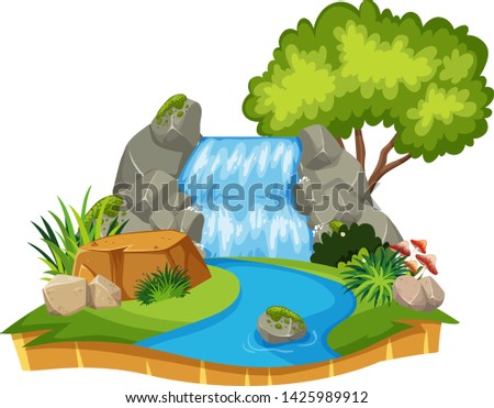 An isolated waterfall on white background illustration
