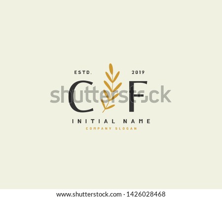 C F CF Beauty vector initial logo, handwriting logo of initial signature, wedding, fashion, jewelry, boutique, floral and botanical with creative template for any company or business.